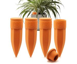 The Olla Company Terracotta Plant Watering Spikes - Medium - Set of 4 with Lids, Ideal for 5" to 8" Pots, Perfect Holiday Plant Watering System and Daily Use for Lovers