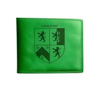 The O'Mahony Irish Family Crest Coat of Arms Green Pu Leather Wallet Personalised Laser Engraved Bifold