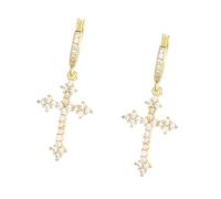 The once cubic zirconia eye-catching cross hoop earrings are hoop earrings with zircon accents for everyday wear