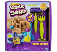 The One and Only Kinetic Sand, Beach Day Fun Playset with Castle Moulds, Tools and 12oz of Kinetic Sand for Ages 3 and Up