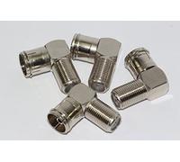 The One Stop Sat Shop ® 4 x Right Angled F Connector Female Socket to Female Coax TV Aerial Plug - Zinc