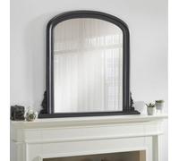 The Online Mirror Shop Arched Shape Overmantle Mirror With Black Frame, Canterbury Of H86 X W88 X D6 Cm, Handcrafted, Stylish, Durable Home Décor