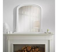 The Online Mirror Shop Arched Shape Overmantle Mirror With White Metal Frame, Canterbury Of H86 X W88 X D6 Cm, Handcrafted, Stylish, Durable Home Décor