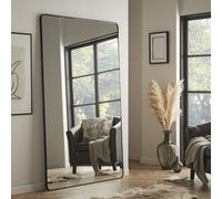 The Online Mirror Shop Large Mirror Camden Rectangular Shape, Curved Corner With Black Aluminium Frame- H180Cm X W110Cm X D3Cm For Living Room