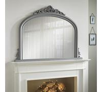 The Online Mirror Shop Overmantle Mirror Richmond Arched Shape With Antique Grey Frame- H 91Cm X W 122Cmx D 5Cm For Hanging Anywhere Inside Of The Home