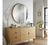 The Online Mirror Shop Wall Mirror Bexley Round Shaped With Brushed Gold Aluminium Frame- Diameter 40Cm For Lounge Exuding Opulence, Art Deco Home
