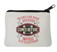 The only Place Where Success Comes Before Work is in the Dictionary Neoprene Coin Purse Pouch 10x11cm White