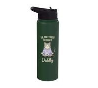 The Only Squat I'm Doin is Diddly Funny Cat Yoga Meme Stainless Steel Insulated Water Bottle