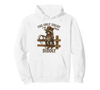 The Only Squat I'm Doin' Is Diddly Raccoon Western Rodeo Pullover Hoodie