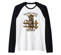 The Only Squat I'm Doin' is Diddly Raccoon Western Rodeo Raglan Baseball Tee