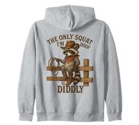 The Only Squat I'm Doin' Is Diddly Raccoon Western Rodeo Zip Hoodie