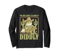 The Only Squat I'm Doing is Diddly Funny Cowboy Western Frog Long Sleeve T-Shirt