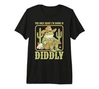 The Only Squat I'm Doing is Diddly Funny Cowboy Western Frog Premium T-Shirt