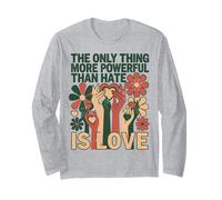 The Only Thing More Powerful Than Hate is Love Cute Hearts Long Sleeve T-Shirt
