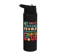 The Only Thing More Powerful Than Hate is Love Quote Retro Stainless Steel Insulated Water Bottle