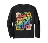 The Only Thing More Powerful Than Hate is Love Retro Boho Long Sleeve T-Shirt