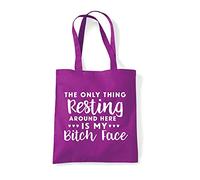 The only thing resting around here is my bitch face sassy statement [CM17FLS] tote shopping bag - Magenta
