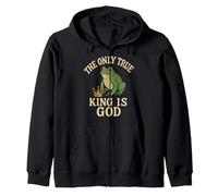 The Only True King Is God - Fun Frog Design Zip Hoodie