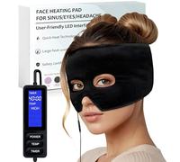 The Onyx Bee Sinus Relief Mask Moist Heat with 4 Temp Settings, Ex-Large Headache Mask Electric Face Heating Pad for Sinus Pressure Relief, Migraine, Tension Headache Relief (Black)