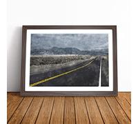 The Open Road Vol.1 Painting Framed Wall Art Picture Print - Canvas Painting - Modern Home Décor Poster - Ready to Hang for Living Room Bedroom Kitchen - Walnut A2 (48 x 66 cm)