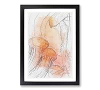 The Orange Jellyfish in Abstract Framed Print | A2 Black Framed Wall Art | Ready to Hang | Abstract Fantasy Picture | Living Room Bedroom Lounge Office