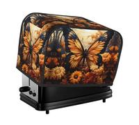 The orange yellow butterfly field flowers toaster cover is suitable for 2 small toaster covers with wide slots and comes with a storage pocket to meet diverse baking needs.