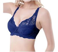 The Order Floral Lace Bras for Women UK Clearance My Orders Wireless Non Padded Soft Cup Full Coverage Push Up Lace Bra Plus Size Comfortable Brassiere Deals of The Day, UK Size 75B - 100C Blue