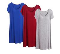 The Order Pack of 3 Plus Size Nightdresses for Women UK Short Sleeve Casual Summer T Shirts Dress with Built in Bra V Neck Loose Long Dresses Lightweight Baggy Lounge Dress Padded Pyjamas Sleepwear