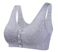 The Order Push Up Daisy Bras for Older Women Ladies UK Clearance Front Closure Button Buckle Comfy Corset Kendally Sports Bra High Impact Support Wireless Plus Size Yoga Bralettes, UK Size M-4XL Gray