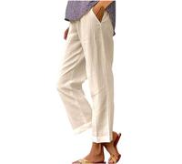 The Order Trousers for Women UK Wide Leg Summer Lounge Pants Plus Size Elasticated Waist Cropped Trousers Wide Leg Lightweight with Pockets Casual Loose Holiday Beach Pants 02 Khaki S