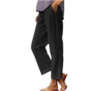 The Order Trousers for Women UK Wide Leg Summer Lounge Pants Plus Size Elasticated Waist Cropped Trousers Wide Leg Lightweight with Pockets Casual Loose Holiday Beach Pants 02 Black 5XL