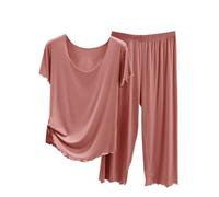 The Order Women's Pajama Set UK Deals of the Day Ladies Pyjamas Summer Loungewear Pjs Sets Short Sleeve Blouses T Shirts and Wide Leg Pants Casual Loose 2 Piece Outfits Ultra Soft Sleepwear Nightwear