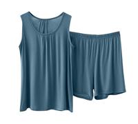 The Order Womens Pyjamas Set Ladies Oversized Sleeveless Vest Tops and Shorts Pajamas Summer Loungewear Pjs Sets Casual Loose 2 Piece Outfits Ultra Soft Sleepwear Plus Size Nightwear Lounge Set