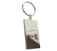The O'Reilly Family Crest Coat of Arms Engraved on Silver Tone Keyring