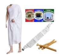 The Orient Premium White Terry Towel Ihram for Hajj & Umrah - Complete Set with Belt, Miswak & Umrah Guide Book