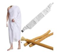 The Orient Premium White Terry Towel Ihram for Hajj & Umrah - Includes Free Adjustable Belt & Miswak for Pilgrims