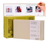 The Original 48 Pockets Classic Linen Hardcover Photo Album, Wedding Guest Book With Writing Space (Cream Beige, For Instax Square)
