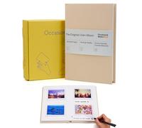 The Original 48 Pockets Classic Linen Hardcover Photo Album, Wedding Guest Book With Writing Space For Instax Wide, Wide 400 Camera, Link Printer & Evo Instant Camera (Beige Cream, For Instax Wide)