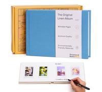The Original 48 Pockets Classic Linen Hardcover Photo Album, Wedding Guest Book With Writing Space For Instax Mini, Instax Mini Cameras, LiPlay & Mini Link Printers (Sky Blue, For Instax Mini)