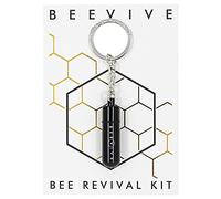 The Original Bee Revival Kit with Bee ID tag - Black keyring containing a bee food syrup to help a tired bee. Bee-friendly gift for nature lover