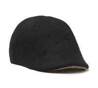 The Original Boston Scally Cap - The Kenmore Mens Flat Hat - Six Panel Newsboy Cap for Men, Coolidge Black & Brown Brim, S