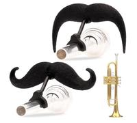 The Original Brasstache 2.0 - [2-Pack] Clip-on Mustache for Trumpet Mouthpiece, XL and Handlebar Combo Version