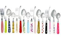 The Original Brink House Eclectic Collection Stainless Steel Flatware Set with Multi-Color Handles, 16 Piece with Metal Holder, Lifestyle Utensils for Home, Apartment,