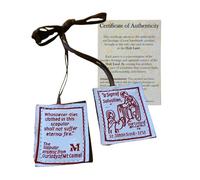 The Original Brown Scapular of Our Lady of Mount Carmel, Handmade and Blessed in the Holy Land (Haifa), Sign of Salvation Catholic Necklace with Certificate of Authenticity, 20.4", Fabric, No Gemstone