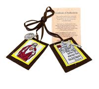 The Original Brown Scapular of Our Lady of Mount Carmel, Handmade and Blessed in the Holy Land (Haifa), Sign of Salvation Catholic Necklace with Certificate of Authenticity, 20.4", Fabric, No Gemstone