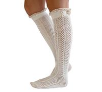The Original Button Boot Socks with Lace Trim Boutique Socks by Modern Boho, Ivory, One Size