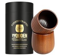 The Original Charred Wooden Bourbon Drinking Glass Bourbon Gifts for Men | Whiskey Glasses for Dad | Great Whiskey Gifts for Men Who Have Everything | Perfect Presents for Boyfriend or Dad (2 Pack)