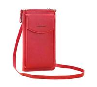 The Original Clutch Wallet Trendy Mobile Phone Bag Korean Fashion Large Capacity Double Layer Wallet Multi Functional Women's Crossbody Bag Cell Phone Wallet Shoulder Strap (Red, One Size)