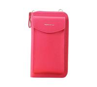 The Original Clutch Wallet Trendy Mobile Phone Bag Korean Fashion Large Capacity Double Layer Wallet Multi Functional Women's Crossbody Bag Leather Bracelets For Women (Hot Pink, One Size)