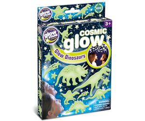 The Original Glowstars Company 6 Large Glow in the Dark Dinosaurs & 6 Stars - Plastic Self-Adhesive Room Decorations for Kids' Bedroom Ceiling & Wall, Dinosaur and Space Themed Glow Stickers